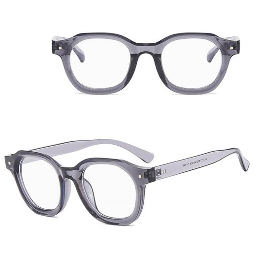 Okulary Owalne zerówki do komputera z filtrem BLUE LIGHT STL45F szare transparentne + akcesoria ze sklepu Stylion w kategorii Okulary zerówki damskie - zdjęcie 185965416