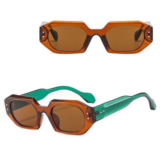 Okulary przeciwsłoneczne z filtrem UV400 STL29D brązowo - zielone + akcesoria ze sklepu Stylion w kategorii Okulary przeciwsłoneczne damskie - zdjęcie 185965437
