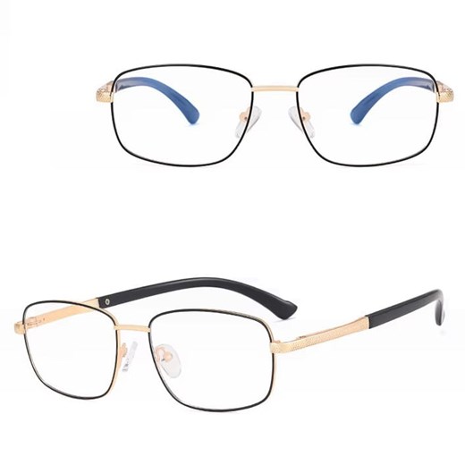 Metalowe okulary zerówki z filtrem Blue Light do komputera 25154A złote/czarne + akcesoria ze sklepu Stylion w kategorii Okulary zerówki męskie - zdjęcie 185965466