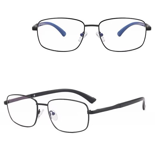 Metalowe okulary zerówki z filtrem Blue Light do komputera 25154B Czarne + akcesoria ze sklepu Stylion w kategorii Okulary zerówki męskie - zdjęcie 185965467