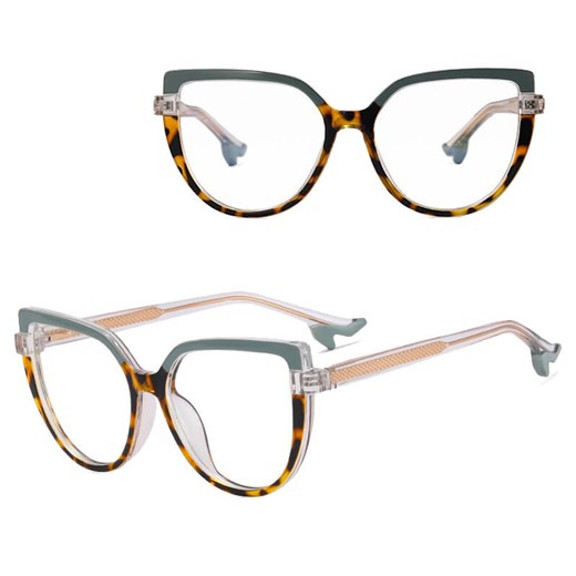 Damskie Okulary NA OBCASIE zerówki do komputera kocie BLUE LIGHT 25159C Miętowo/Panterkowe ze sklepu Stylion w kategorii Okulary zerówki damskie - zdjęcie 185965535