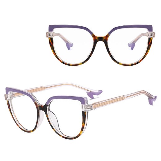 Damskie Okulary NA OBCASIE zerówki do komputera kocie BLUE LIGHT 25159D Fioletowe/Panterkowe ze sklepu Stylion w kategorii Okulary zerówki damskie - zdjęcie 185965536