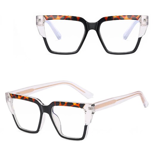 Okulary damskie kocie zerówki do komputera BLUE LIGHT 25143 Czarny/Panterka ze sklepu Stylion w kategorii Okulary zerówki damskie - zdjęcie 185965585