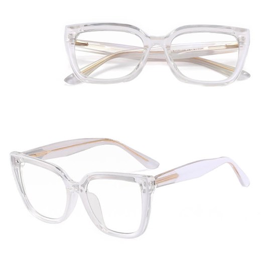 Damskie okulary kocie oczy zerówki do komputera BLUE LIGHT 25150F transparentny/biały ze sklepu Stylion w kategorii Okulary zerówki damskie - zdjęcie 185965598