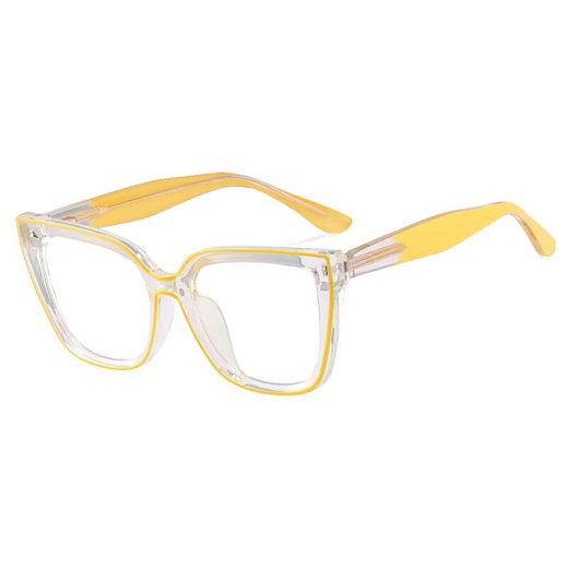 Damskie okulary kocie oczy zerówki do komputera BLUE LIGHT 25150G transparentny/żółty ze sklepu Stylion w kategorii Okulary zerówki damskie - zdjęcie 185965599