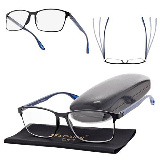 Plusy +1.25 Męskie okulary do czytania korekcyjne ST336 czarny/granat ze sklepu Stylion w kategorii Okulary korekcyjne męskie - zdjęcie 185965676