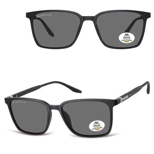 Czarne prostokątne okulary przeciwsłoneczne z polaryzacją z flexami MP186 ze sklepu Stylion w kategorii Okulary przeciwsłoneczne męskie - zdjęcie 185965707