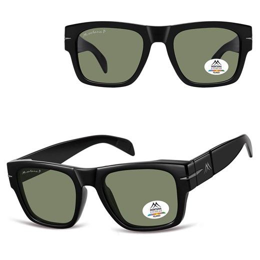 Czarne prostokątne okulary przeciwsłoneczne z polaryzacją MP189A ze sklepu Stylion w kategorii Okulary przeciwsłoneczne męskie - zdjęcie 185965725