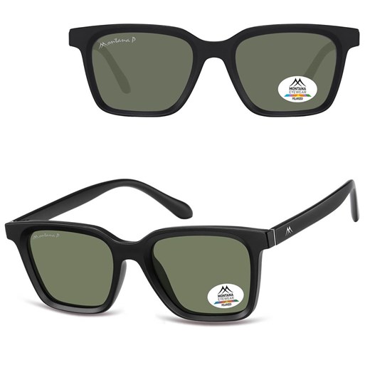 Czarne prostokątne okulary przeciwsłoneczne z polaryzacją MP58A ze sklepu Stylion w kategorii Okulary przeciwsłoneczne damskie - zdjęcie 185965749