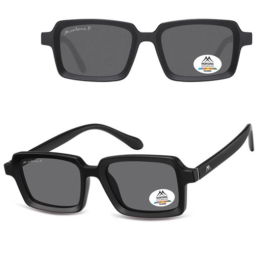 Czarne prostokątne okulary przeciwsłoneczne z polaryzacją MP57 ze sklepu Stylion w kategorii Okulary przeciwsłoneczne damskie - zdjęcie 185965755