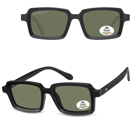 Czarne prostokątne okulary przeciwsłoneczne z polaryzacją MP57A ze sklepu Stylion w kategorii Okulary przeciwsłoneczne męskie - zdjęcie 185965756