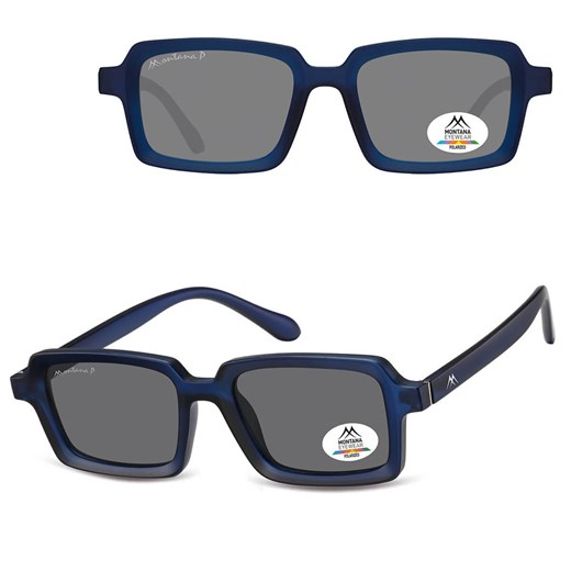 Granatowe prostokątne okulary przeciwsłoneczne z polaryzacją MP57D ze sklepu Stylion w kategorii Okulary przeciwsłoneczne męskie - zdjęcie 185965759