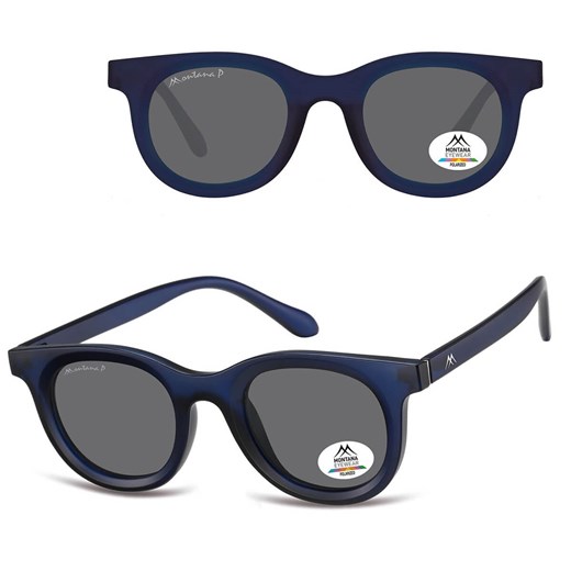 Granatowe owalne okulary przeciwsłoneczne z polaryzacją MP61D ze sklepu Stylion w kategorii Okulary przeciwsłoneczne damskie - zdjęcie 185965766