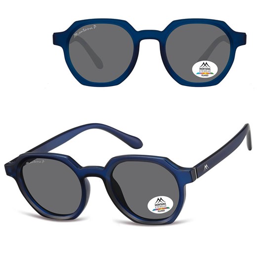 Granatowe owalne okulary przeciwsłoneczne z polaryzacją MP62D ze sklepu Stylion w kategorii Okulary przeciwsłoneczne męskie - zdjęcie 185965778