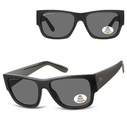 Szare prostokątne okulary przeciwsłoneczne z polaryzacją MP195C ze sklepu Stylion w kategorii Okulary przeciwsłoneczne męskie - zdjęcie 185965787