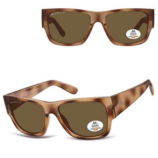 Jasno panterkowe prostokątne okulary przeciwsłoneczne z polaryzacją MP195D ze sklepu Stylion w kategorii Okulary przeciwsłoneczne damskie - zdjęcie 185965788