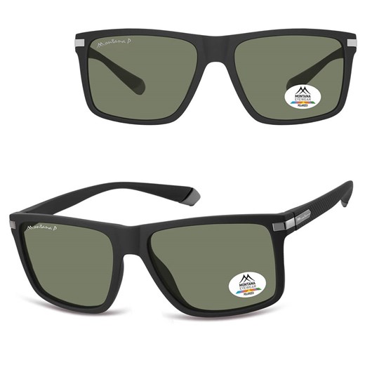 Prostokątne okulary przeciwsłoneczne z polaryzacją MP197A czarny/zielony ze sklepu Stylion w kategorii Okulary przeciwsłoneczne męskie - zdjęcie 185965795