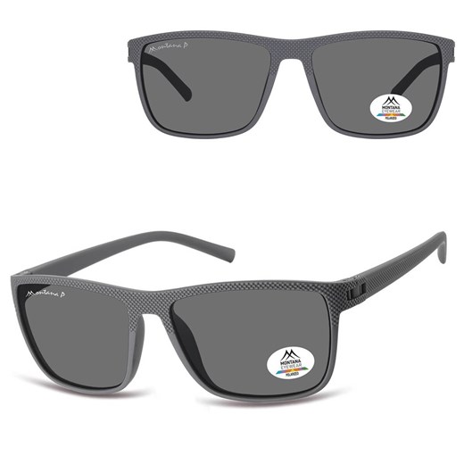 Prostokątne okulary przeciwsłoneczne z polaryzacją MP198B szare ze sklepu Stylion w kategorii Okulary przeciwsłoneczne męskie - zdjęcie 185965807