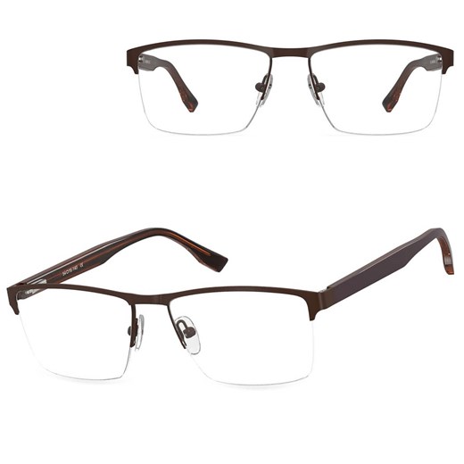 Małe męskie okulary na żyłkę oprawki korekcyjne zerówki 877C brązowe ze sklepu Stylion w kategorii Okulary korekcyjne męskie - zdjęcie 185966035