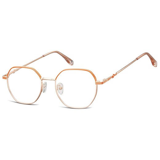 Damskie Oprawki korekcyjne sześciokątne okulary zerówki 905E złoty/pomarańczowy ze sklepu Stylion w kategorii Oprawki do okularów damskie - zdjęcie 185966069