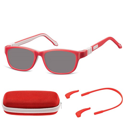 Elastyczne dziecięce okulary przeciwsłoneczne prostokątne + gumka Sunoptic SK6D czerwone ze sklepu Stylion w kategorii Okulary przeciwsłoneczne dziecięce - zdjęcie 185966077