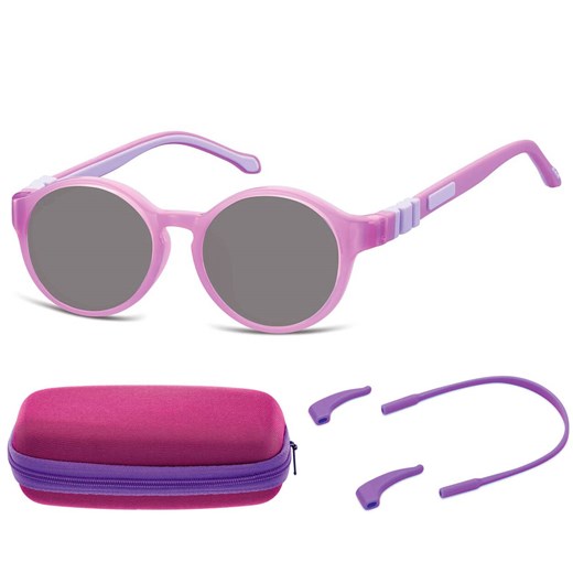 Elastyczne dziecięce okulary przeciwsłoneczne okrągłe + gumka Sunoptic SK8 fioletowe ze sklepu Stylion w kategorii Okulary przeciwsłoneczne dziecięce - zdjęcie 185966079
