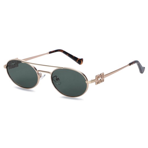 Okulary przeciwsłoneczne owalne UV400 SKK-06D złoty/zielony ze sklepu Stylion w kategorii Okulary przeciwsłoneczne damskie - zdjęcie 185966198