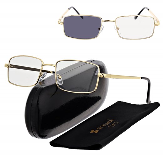 Plusy +0.50 Fotochromowe okulary do czytania z flexami ST342B złote ze sklepu Stylion w kategorii Okulary korekcyjne damskie - zdjęcie 185966218