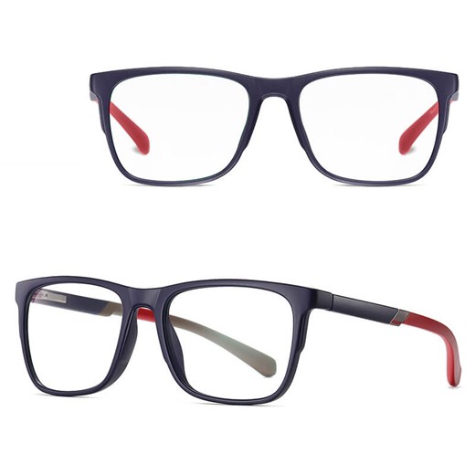 Męskie okulary zerówki z filtrem Blue Light i Antyrefleks do komputera 25170A granat/czerwony ze sklepu Stylion w kategorii Okulary zerówki męskie - zdjęcie 185966266