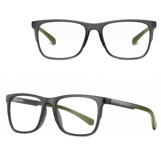 Męskie okulary zerówki z filtrem Blue Light i Antyrefleks do komputera 25170B szary/zielony ze sklepu Stylion w kategorii Okulary zerówki męskie - zdjęcie 185966267