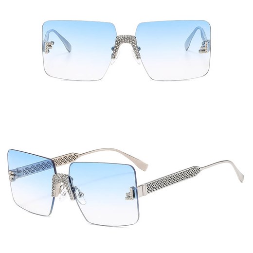 Damskie bezramkowe okulary przeciwsłoneczne z filtrem UV400 - SRP-01E niebieski/srebrny ze sklepu Stylion w kategorii Okulary przeciwsłoneczne damskie - zdjęcie 185966275