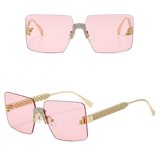 Damskie bezramkowe okulary przeciwsłoneczne z filtrem UV400 - SRP-01F róż/złoty ze sklepu Stylion w kategorii Okulary przeciwsłoneczne damskie - zdjęcie 185966276