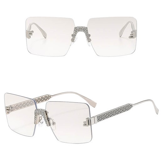 Damskie bezramkowe okulary przeciwsłoneczne z filtrem UV400 - SRP-01G mleczny/srebrny ze sklepu Stylion w kategorii Okulary przeciwsłoneczne damskie - zdjęcie 185966277