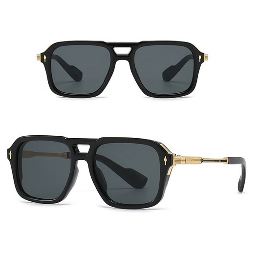 Okulary przeciwsłoneczne pilotki z filtrem UV400 - ST-MAX9 czarny/złoty ze sklepu Stylion w kategorii Okulary przeciwsłoneczne damskie - zdjęcie 185966278