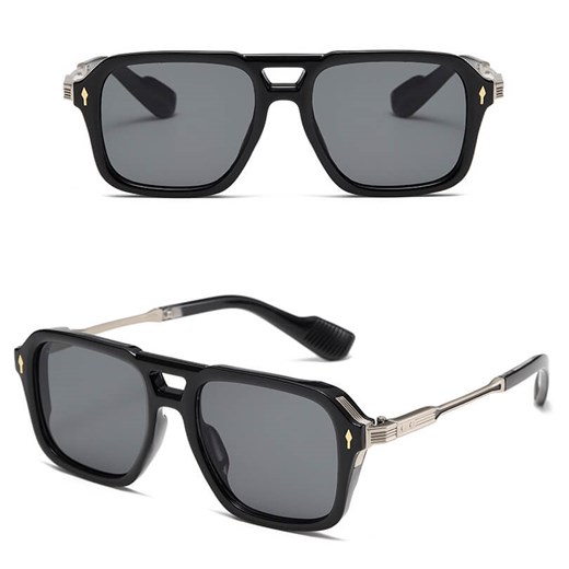 Okulary przeciwsłoneczne pilotki z filtrem UV400 - ST-MAX9B czarny/srebrny ze sklepu Stylion w kategorii Okulary przeciwsłoneczne damskie - zdjęcie 185966279