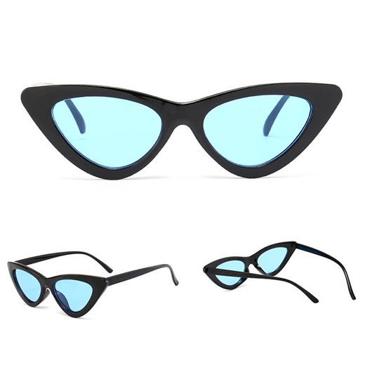 Okulary Kocie Oczy przeciwsłoneczne damskie F-291N czarne/niebieskie ze sklepu Stylion w kategorii Okulary przeciwsłoneczne damskie - zdjęcie 185966289