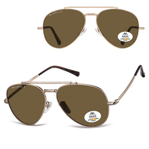 Okulary przeciwsłoneczne z polaryzacją pilotki MP185A złoty/brąz ze sklepu Stylion w kategorii Okulary korekcyjne męskie - zdjęcie 185966355