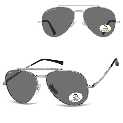 Okulary przeciwsłoneczne z polaryzacją pilotki MP185B srebrny/czarny ze sklepu Stylion w kategorii Okulary korekcyjne męskie - zdjęcie 185966356