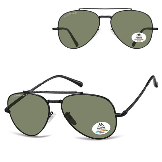 Okulary przeciwsłoneczne z polaryzacją pilotki MP185D czarny/zielony ze sklepu Stylion w kategorii Okulary korekcyjne męskie - zdjęcie 185966357