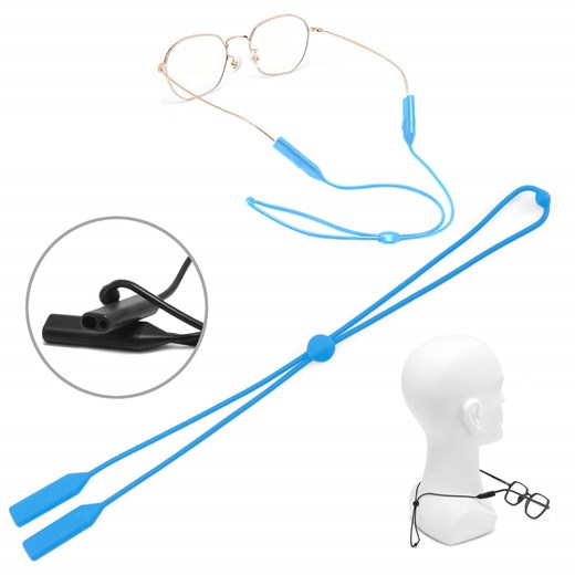 Silikonowy sznureczek gumka do okularów z regulacją - BŁĘKITNY ze sklepu Stylion w kategorii Okulary przeciwsłoneczne męskie - zdjęcie 185966367