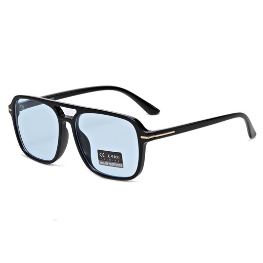 Okulary przeciwsłoneczne pilotki z filtrem UV400 - SV103A czarny/niebieski ze sklepu Stylion w kategorii Okulary przeciwsłoneczne męskie - zdjęcie 185966426