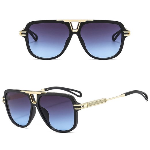 Okulary przeciwsłoneczne pilotki z filtrem UV400 - SKK-07A czarny/złoty ze sklepu Stylion w kategorii Okulary przeciwsłoneczne męskie - zdjęcie 185966437
