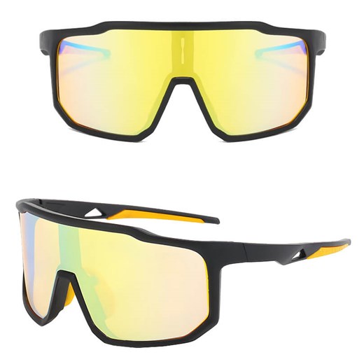 Sportowe okulary przeciwsłoneczne lustrzane STS-02F czarny/żółty ze sklepu Stylion w kategorii Okulary przeciwsłoneczne męskie - zdjęcie 185966465