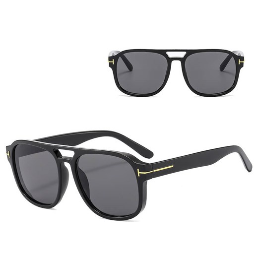 Okulary przeciwsłoneczne pilotki STL64 czarne ze sklepu Stylion w kategorii Okulary przeciwsłoneczne męskie - zdjęcie 185966466