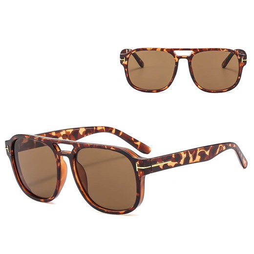 Okulary przeciwsłoneczne pilotki STL64B panterka/brąz ze sklepu Stylion w kategorii Okulary przeciwsłoneczne damskie - zdjęcie 185966467