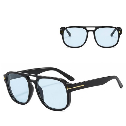 Okulary przeciwsłoneczne pilotki STL64C czarny/niebieski ze sklepu Stylion w kategorii Okulary przeciwsłoneczne damskie - zdjęcie 185966468