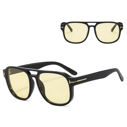 Okulary przeciwsłoneczne pilotki STL64D czarny/żółty ze sklepu Stylion w kategorii Okulary przeciwsłoneczne damskie - zdjęcie 185966469