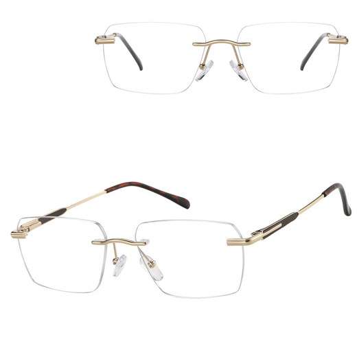 Bezramkowe oprawki korekcyjne okulary zerówki patentki na teleskopach 869A złoty/brązowy ze sklepu Stylion w kategorii Oprawki do okularów damskie - zdjęcie 185966726