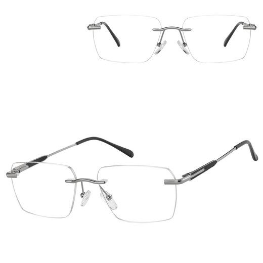 Bezramkowe oprawki korekcyjne okulary zerówki patentki na teleskopach 869B srebrny/czarny ze sklepu Stylion w kategorii Oprawki do okularów damskie - zdjęcie 185966727