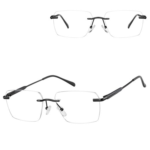 Bezramkowe oprawki korekcyjne okulary zerówki patentki na teleskopach 869C czarne ze sklepu Stylion w kategorii Oprawki do okularów damskie - zdjęcie 185966728